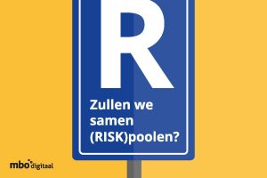 Ansichtkaart van programma cyberveiligheid met daarop carpool bord met letter R van Riskpoolen