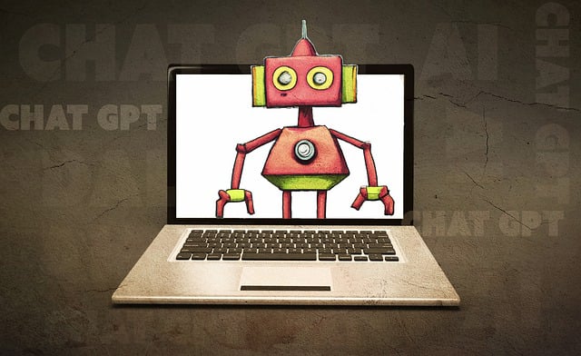 Laptop met getekende robot