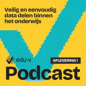 Podcast icoon van Edu-V; geel en groen