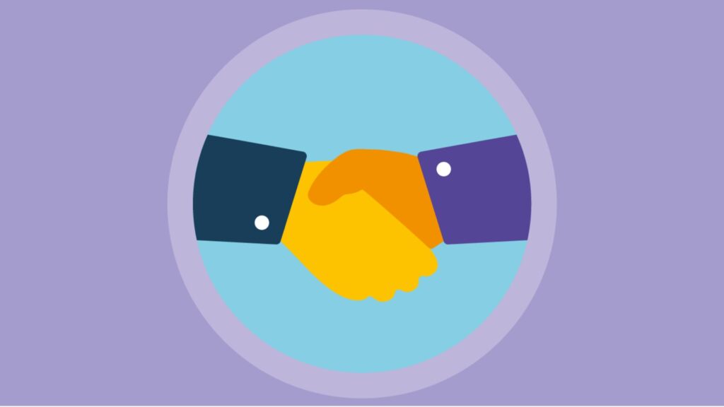 illustratie van twee schuddende handen